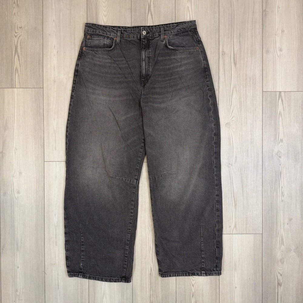 Zara Washed Black/Charcoal Gray Wide-Leg Jeans (tagged as sz 12, run large!)